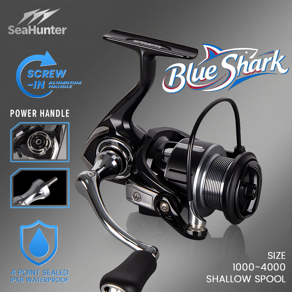 SeaHunter Blue Shark Power Handle Spinning Reel 13KG Drag Lightweight Professional 1PC