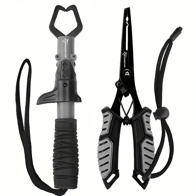 SeaHunter Fishing Tool Set: 20cm Lip Grip & 18cm Pliers for Saltwater & Freshwater - 2PCS/Set