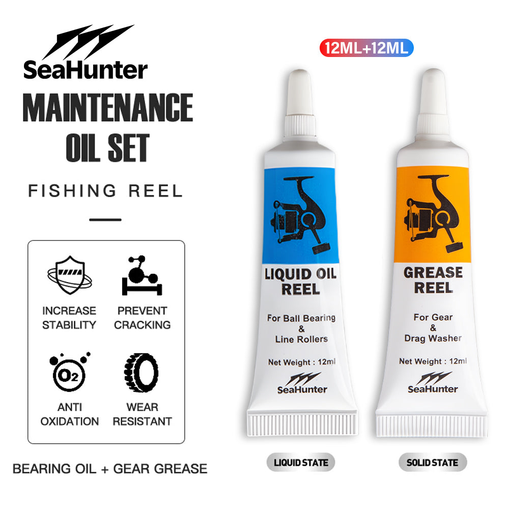SeaHunter Fishing Reel Oil and Grease 2-Pack Rustproof Lubricant for Spinning and Baitcasting Reels