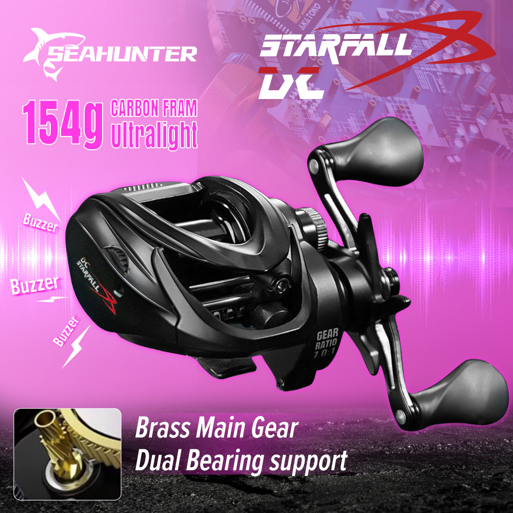 SeaHunter Starfall DC Digital Control Baitcasting Reel 5kg Drag Clicker Carbon Fiber Fishing Reel 1PC