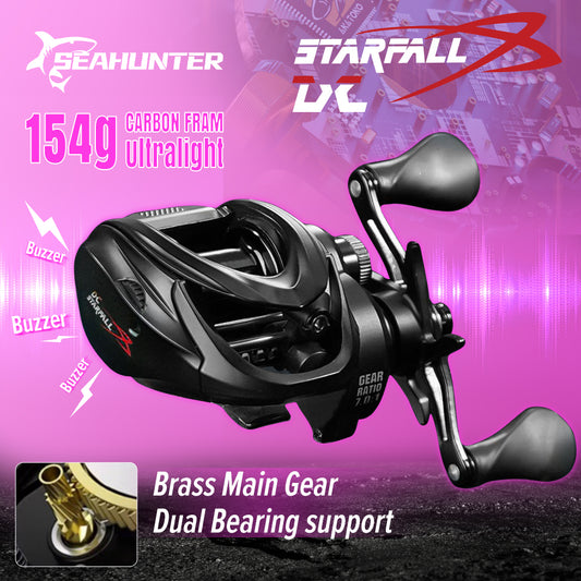 SeaHunter Starfall DC Digital Control Baitcasting Reel 5kg Drag Clicker Carbon Fiber Fishing Reel 1PC