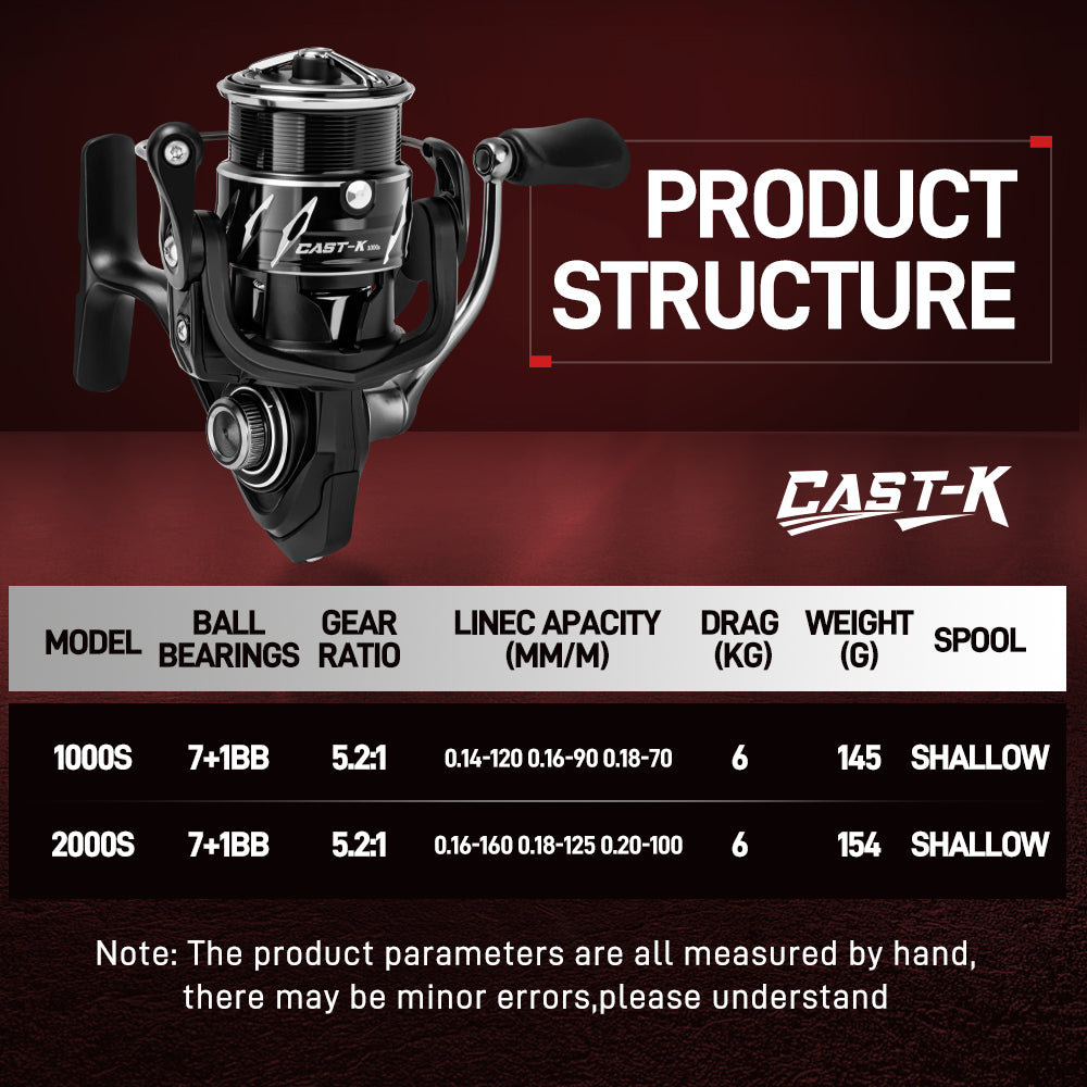 SeaHunter Cast-K Ultralight 145g Carbon Spinning Reel 6kg Drag 7+1BB 1PC