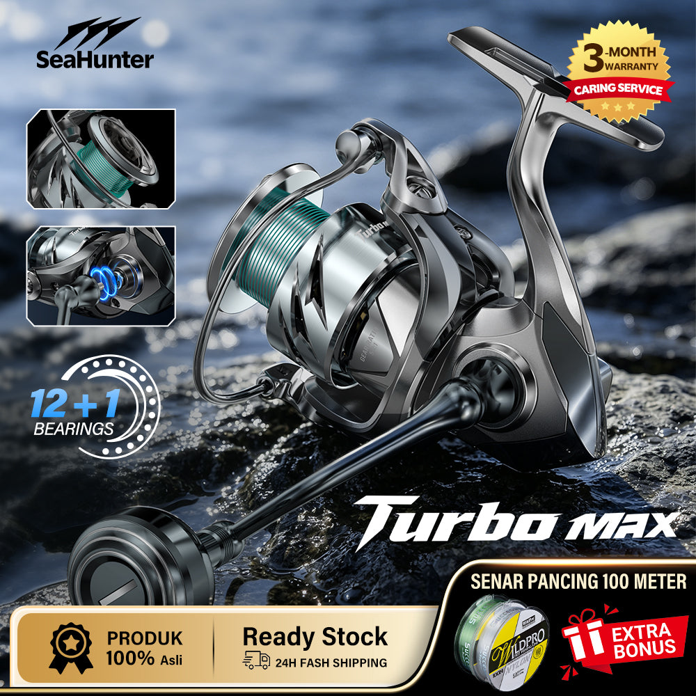 SeaHunter Turbo MAX Spinning Reel 12+1BB 15KG Drag Carbon Fiber Frame Waterproof