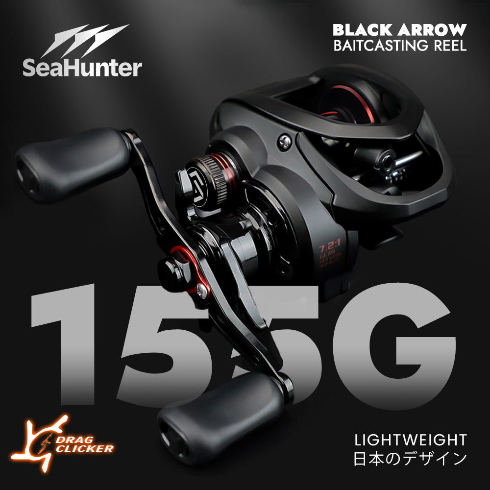 SeaHunter Black Arrow BC Reel 7.2:1 Gear Ratio 155g Ultralight 20-Level Magnetic Brake 1PC