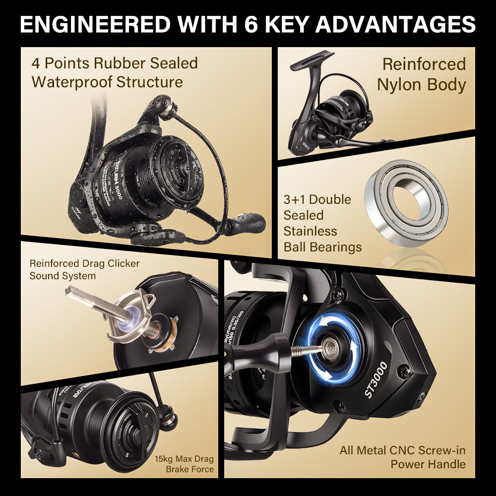SeaHunter Saturn Spinning Reel 15kg Max Drag Power Handle Saltwater Freshwater Lightweight Fishing Reel 1PC