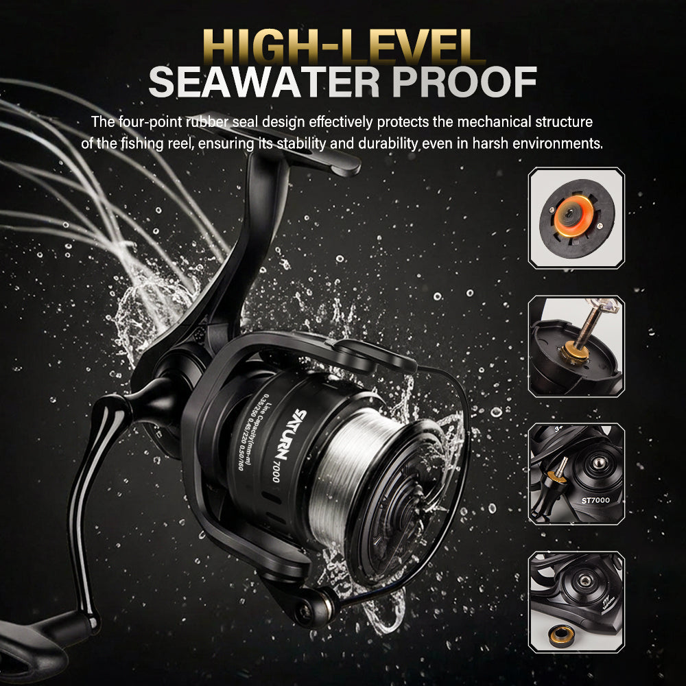 SeaHunter Saturn Spinning Reel 15kg Max Drag Power Handle Saltwater Freshwater Lightweight Fishing Reel 1PC
