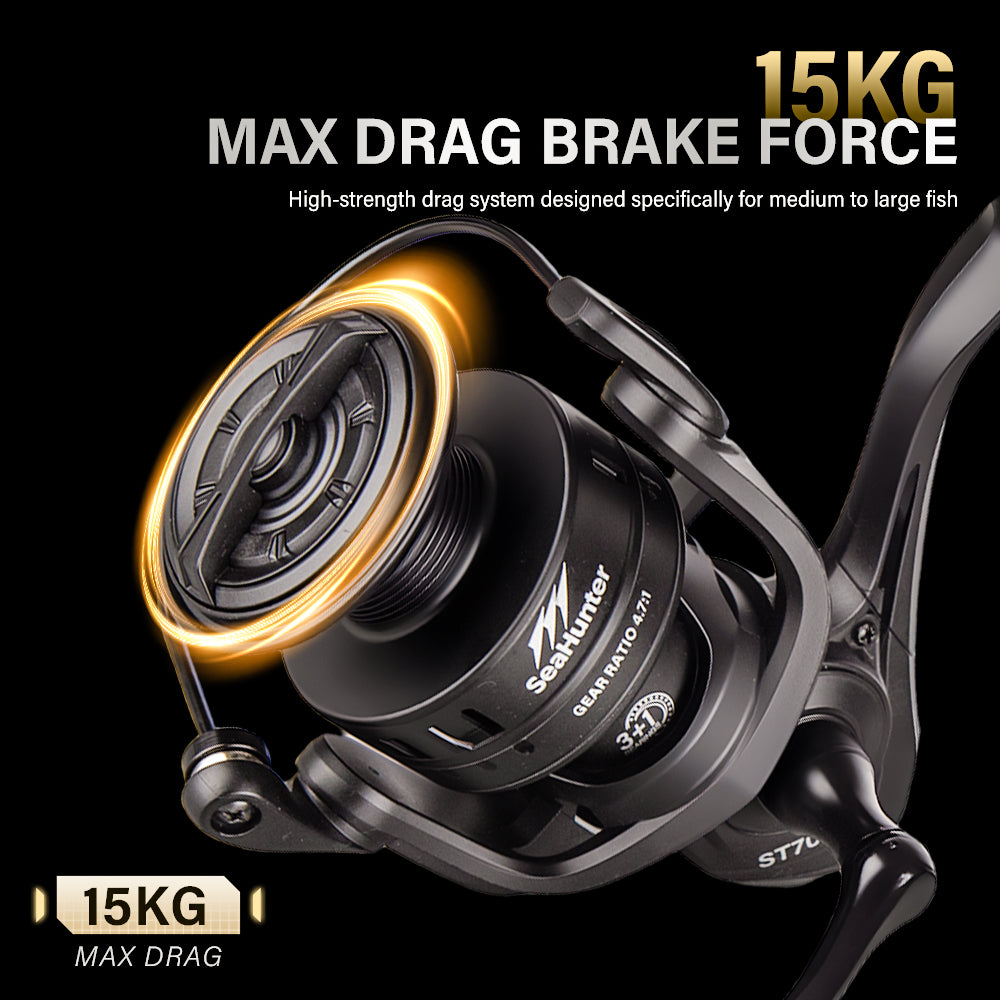 SeaHunter Saturn Spinning Reel 15kg Max Drag Power Handle Saltwater Freshwater Lightweight Fishing Reel 1PC