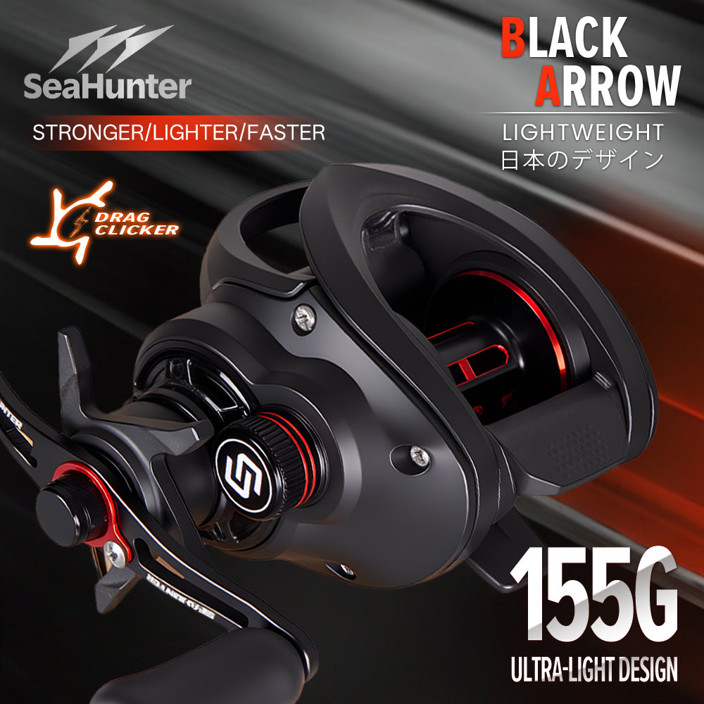 SeaHunter Black Arrow BC Reel 7.2:1 Gear Ratio 155g Ultralight 20-Level Magnetic Brake 1PC
