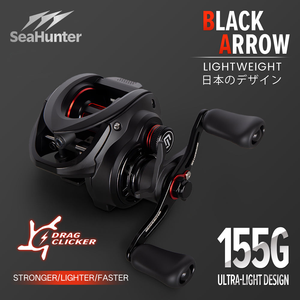 SeaHunter Black Arrow BC Reel 7.2:1 Gear Ratio 155g Ultralight 20-Level Magnetic Brake 1PC