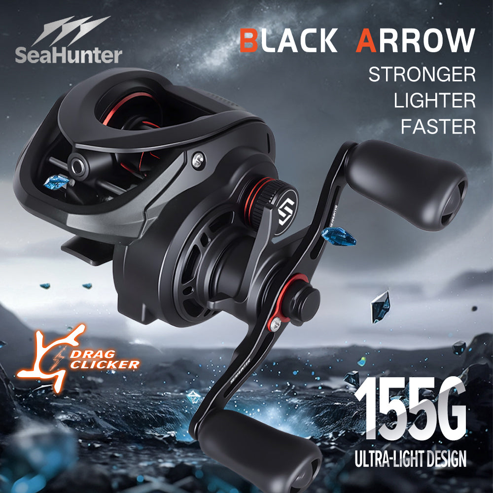 SeaHunter Black Arrow BC Reel 7.2:1 Gear Ratio 155g Ultralight 20-Level Magnetic Brake 1PC