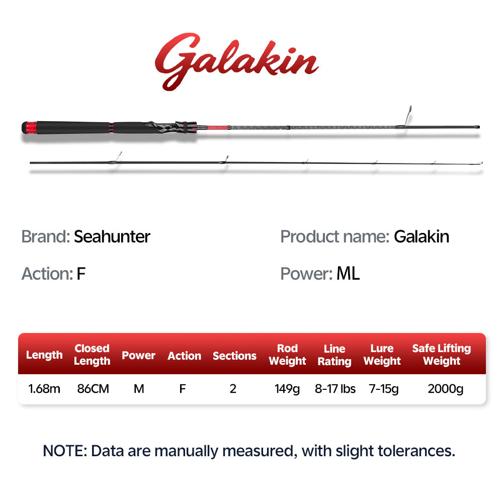 SeaHunter Galakin Carbon Fishing Rod Fuji Guides Ultra Light Portable Spinning Casting Pole