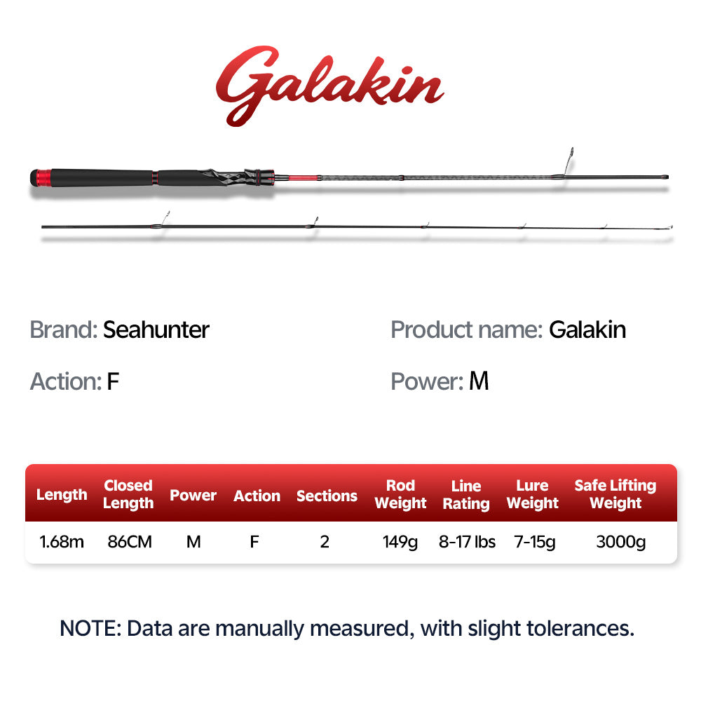 SeaHunter Galakin Carbon Fishing Rod Fuji Guides Ultra Light Portable Spinning Casting Pole