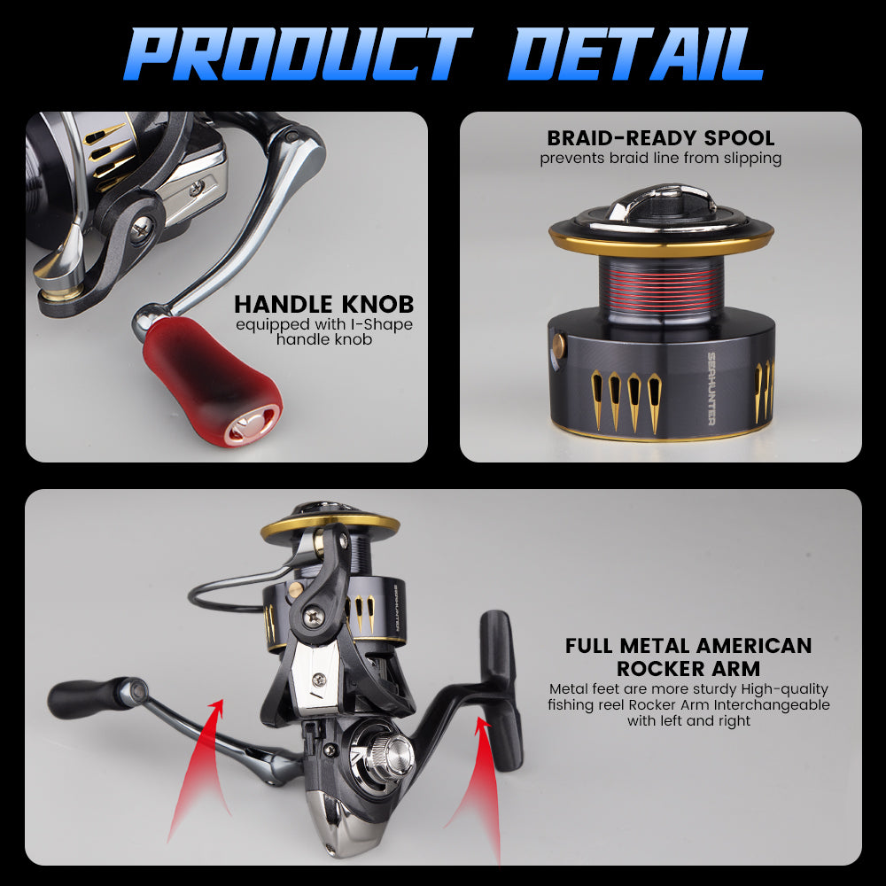 SeaHunter Turbo Pro Spinning Reel 15kg Max Drag Power Handle CNC Spool Saltwater Freshwater Fishing Reel 1PC