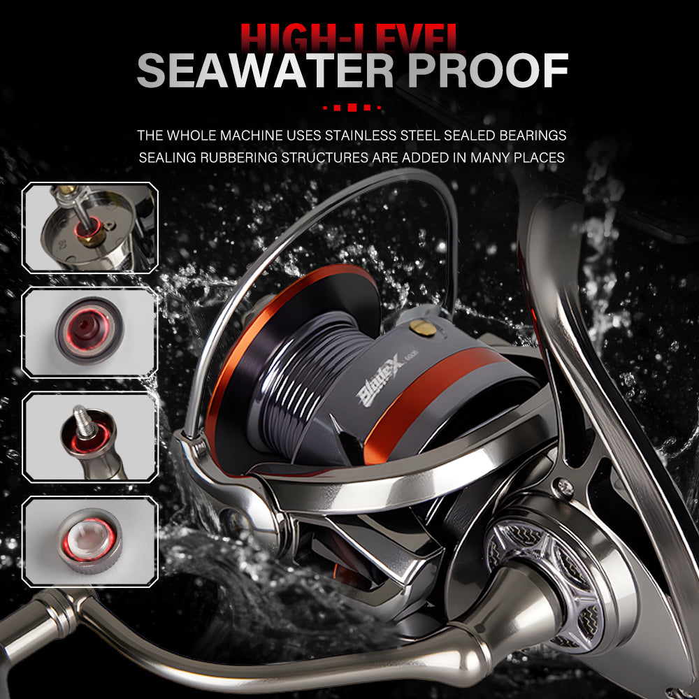 SeaHunter Blade X Metal Spinning Reel Power Handle 10KG Drag Saltwater Durable 1PC