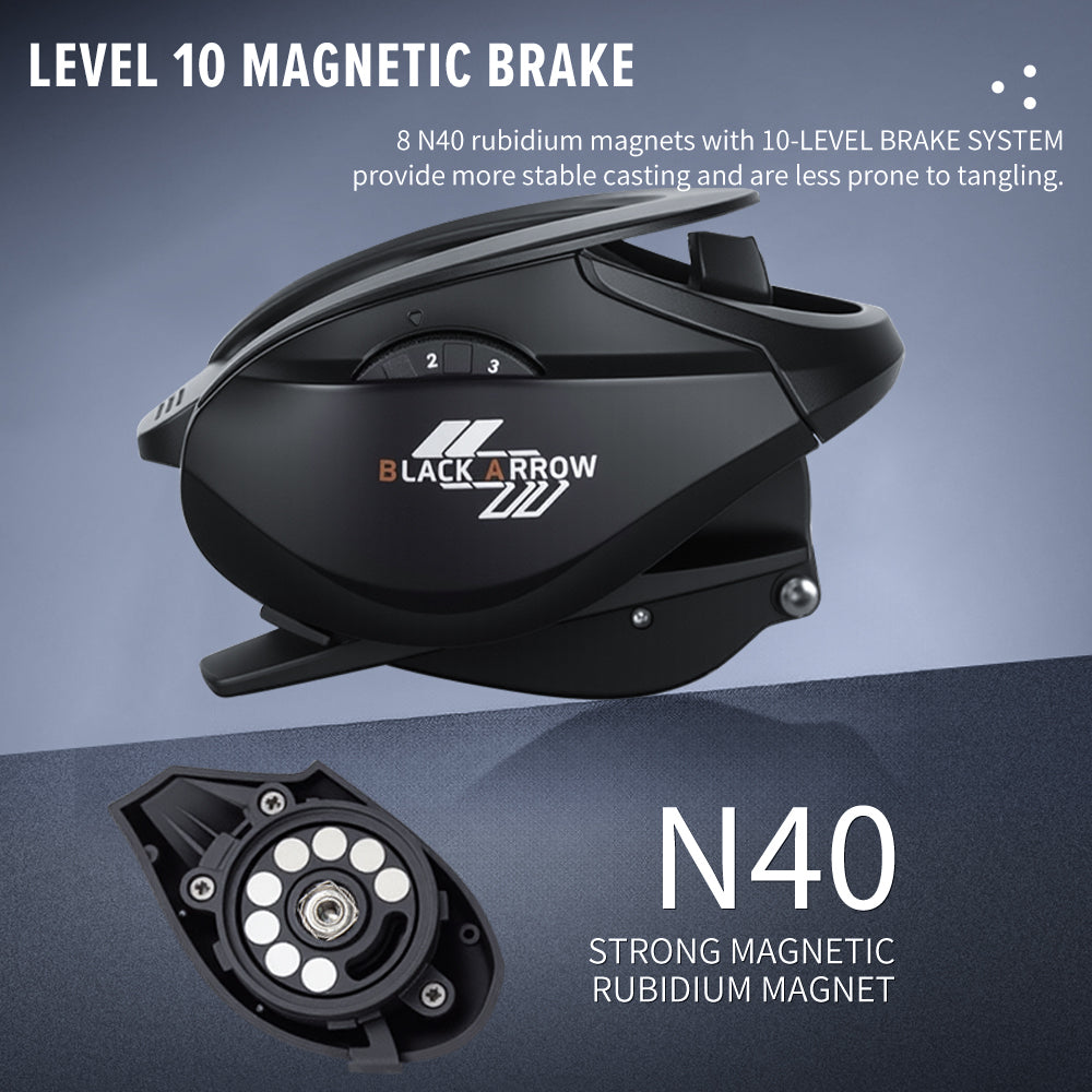 SeaHunter Black Arrow BC Reel 7.2:1 Gear Ratio 155g Ultralight 20-Level Magnetic Brake 1PC