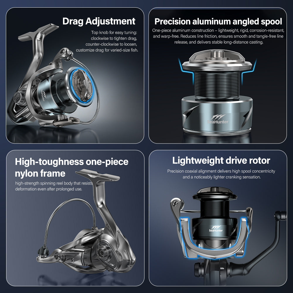 SeaHunter Cosmos Spinning Reel 25KG Drag 7+1BB Screw-In Handle Waterproof Saltwater