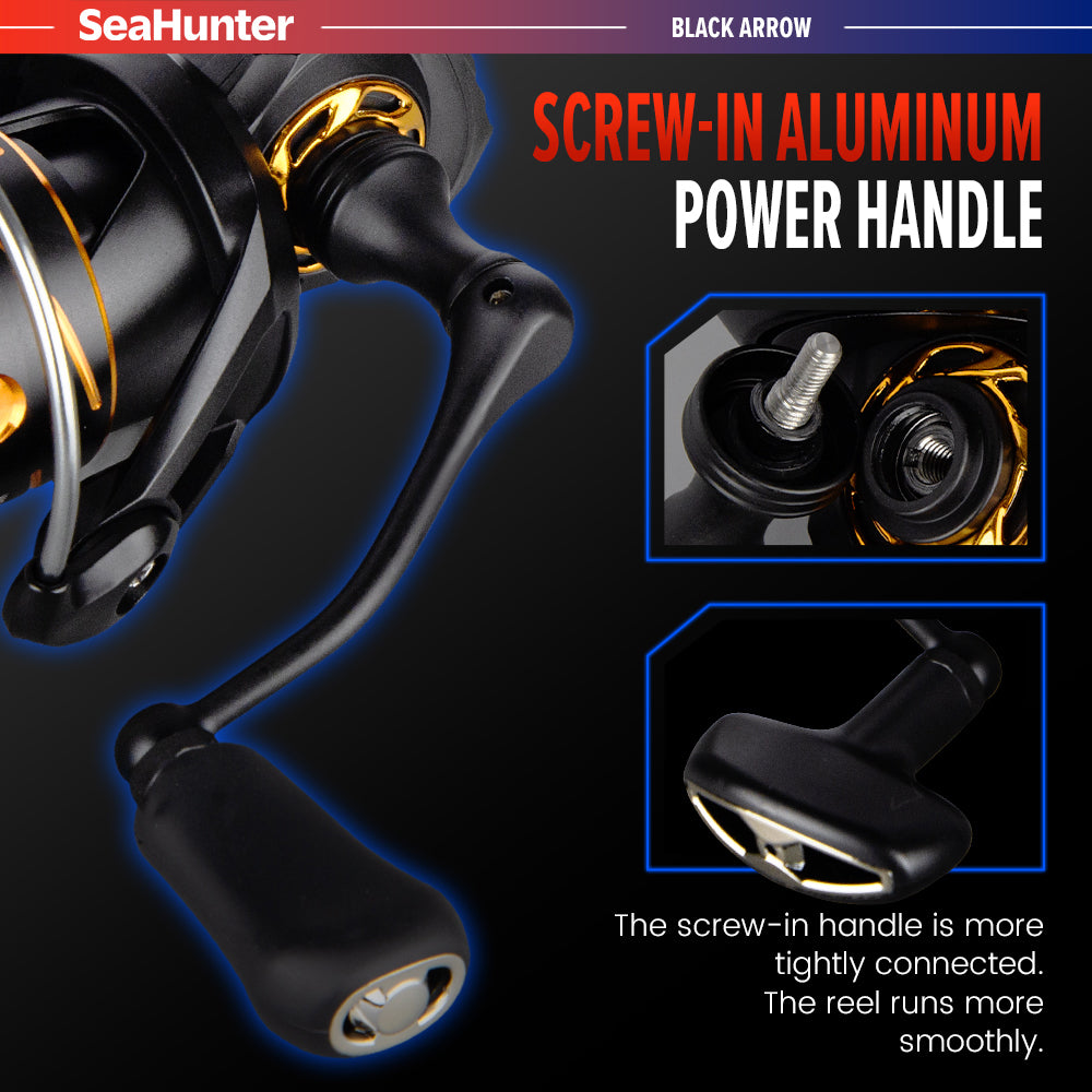 SeaHunter Black Arrow Power Handle Spinning Reel 13KG Drag Lightweight Professional 1PC