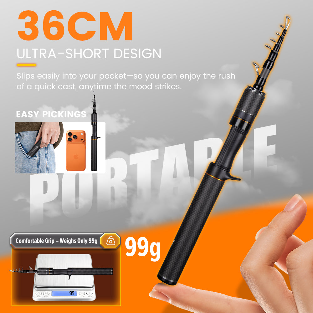 SeaHunter Black Arrow Telescopic Rod FUJI Guides 30T Carbon Ultralight Portable 1PC