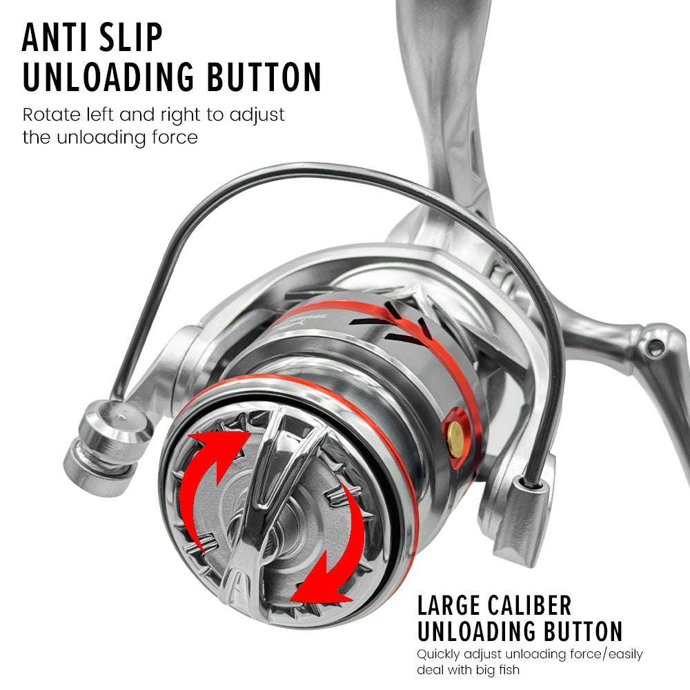 SeaHunter OER Power Handle Spinning Reel 12kg Max Drag Aluminum Shallow Spool Fishing Reel 1PC