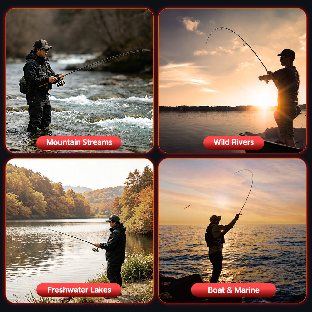 SeaHunter Galakin Carbon Fishing Rod Fuji Guides Ultra Light Portable Spinning Casting Pole