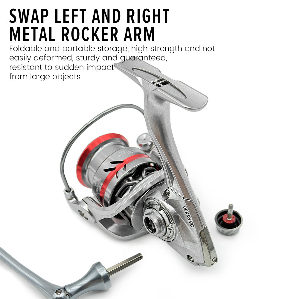SeaHunter OER Power Handle Spinning Reel 12kg Max Drag Aluminum Shallow Spool Fishing Reel 1PC