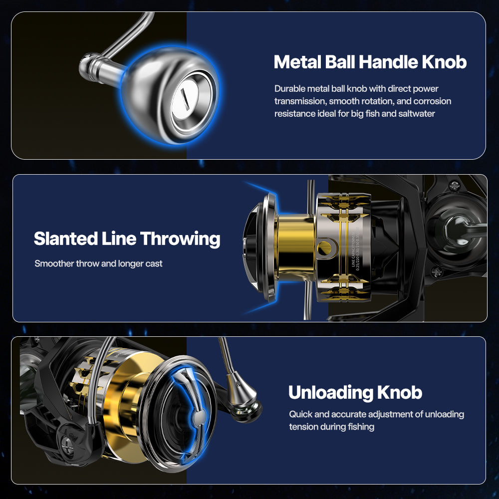 SeaHunter Nebula Spinning Reel Ultra Slow Oscillation Waterproof Metal Handle Long Cast