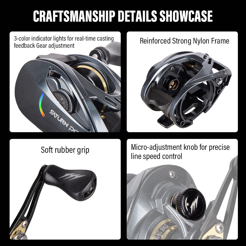 SeaHunter Saturn DC Digital Control Baitcasting Reel 7.3:1 High Speed Saltwater Freshwater Fishing Reel 1PC