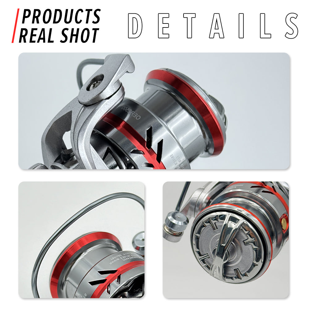 SeaHunter OER Power Handle Spinning Reel 12kg Max Drag Aluminum Shallow Spool Fishing Reel 1PC