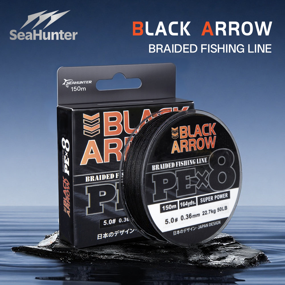 SeaHunter Black Arrow PE X8 150M Braided Fishing Line Japanese High Strength 12-50LB 1 Spool