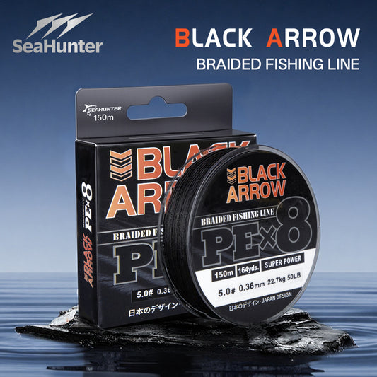 SeaHunter Black Arrow PE X8 150M Braided Fishing Line Japanese High Strength 12-50LB 1 Spool