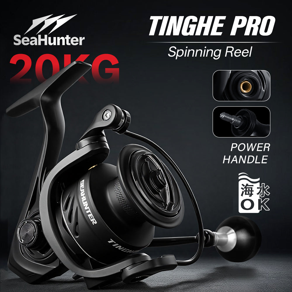 SeaHunter Tinghe Pro Spinning Reel 15kg Drag Carbon Fiber Power Handle Saltwater Freshwater Fishing Reel 1PC