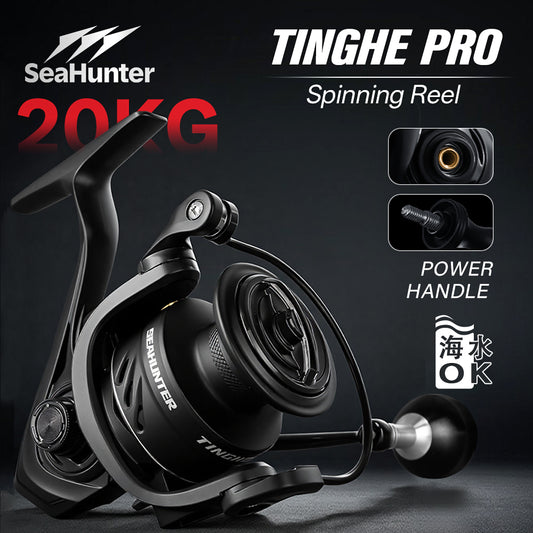 SeaHunter Tinghe Pro Spinning Reel 15kg Drag Carbon Fiber Power Handle Saltwater Freshwater Fishing Reel 1PC