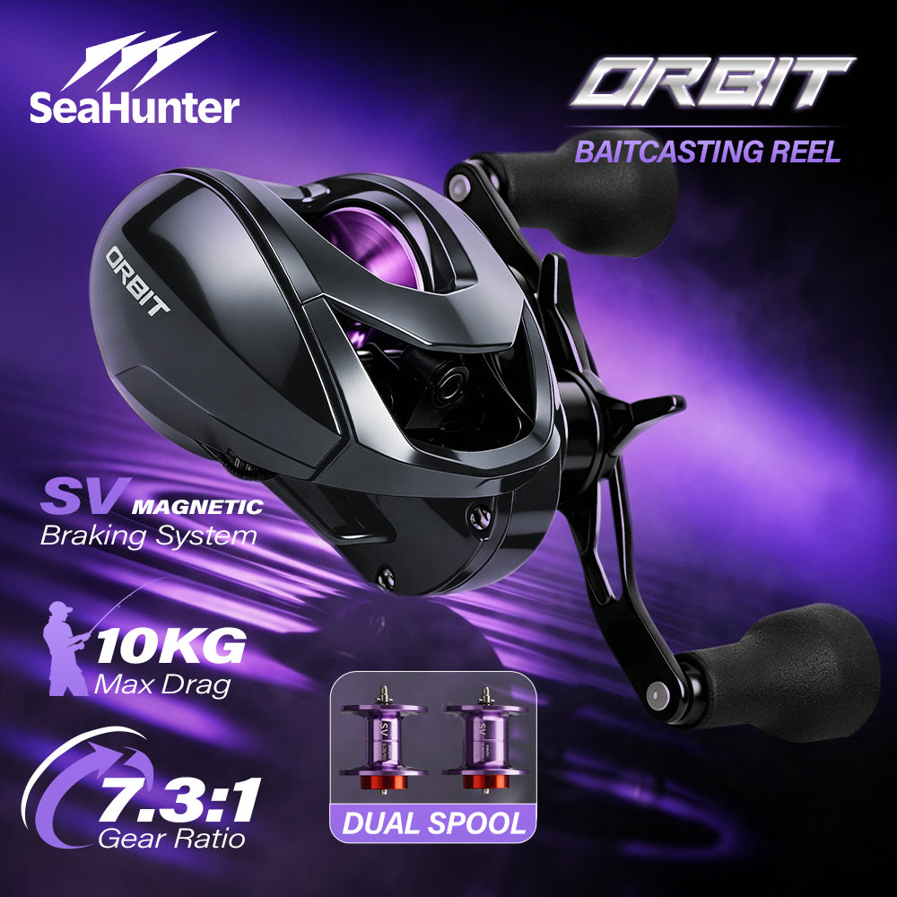 SeaHunter Orbit Baitcasting Reel SV Magnetic Brake Dual Spool 7.3:1 High Speed