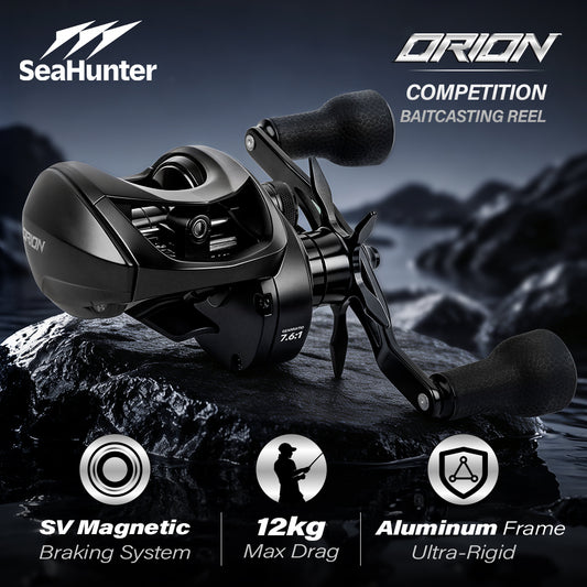 SeaHunter Orion Competition Baitcasting Reel SV Magnetic Braking System 7.6:1 Gear Ratio 12KG Max Drag Aluminum Frame Ultra-Rigid
