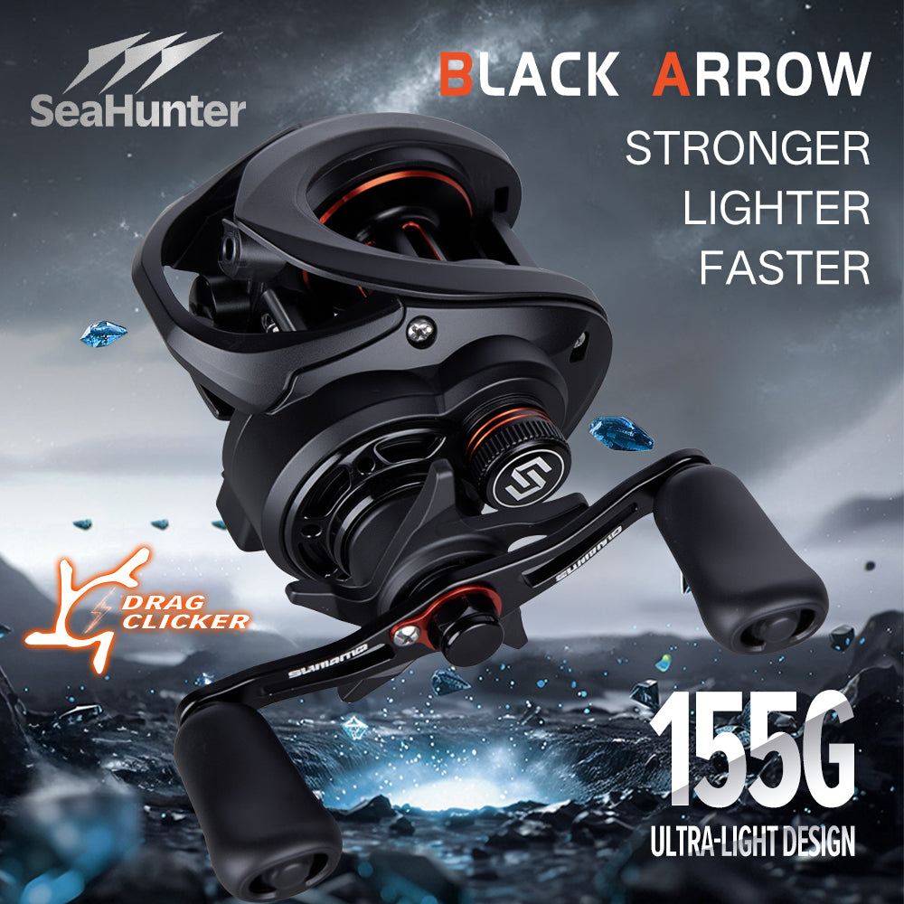 SeaHunter Black Arrow BC Reel 7.2:1 Gear Ratio 155g Ultralight 20-Level Magnetic Brake 1PC