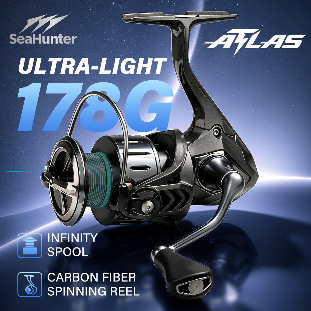 SeaHunter Atlas Ultra Light Spinning Reel Carbon Body Super Slow Oscillation Waterproo