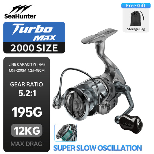 SeaHunter Turbo MAX Spinning Reel 12+1BB 15KG Drag Carbon Fiber Frame Waterproof