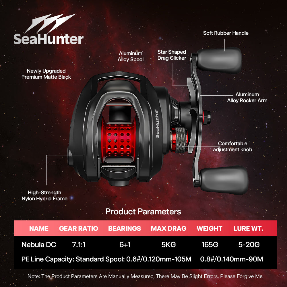 SeaHunter Nebula DC Digital Control Baitcasting Reel 165g Ultralight Saltwater Freshwater Fishing Reel 1PC