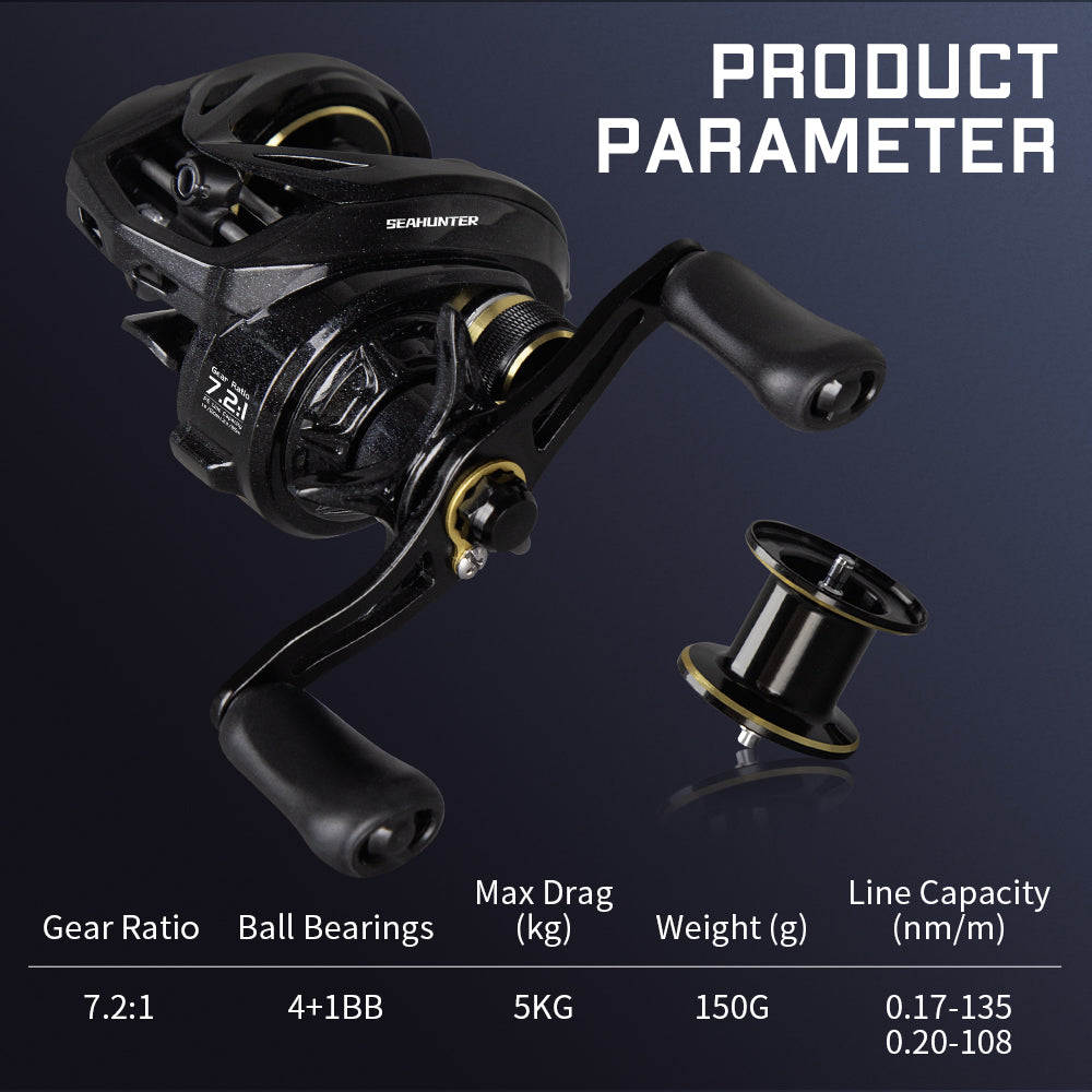 SeaHunter Blue Shark BC Reel 150g Ultralight Drag Clicker 7.2:1 High Speed 1PC