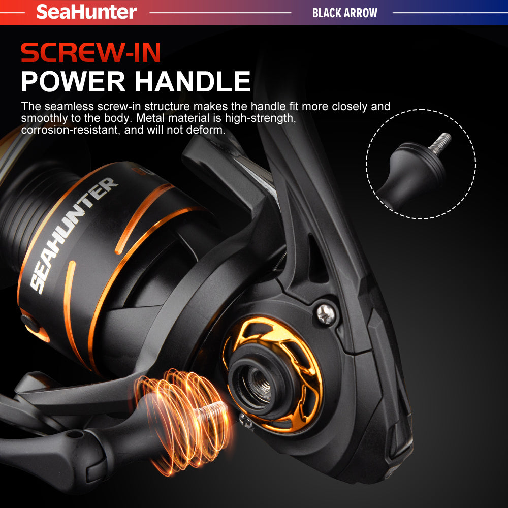 SeaHunter Black Arrow Power Handle Spinning Reel 13KG Drag Lightweight Professional 1PC