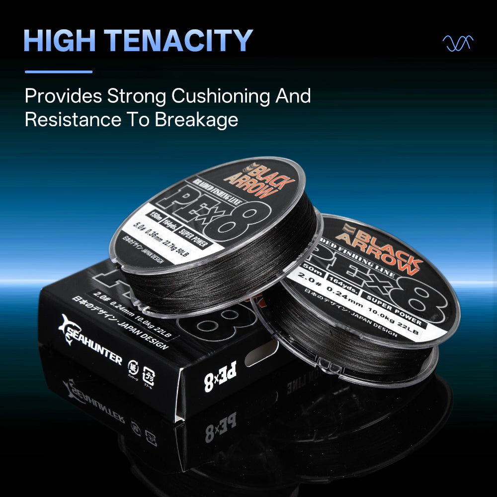 SeaHunter Black Arrow PE X8 150M Braided Fishing Line Japanese High Strength 12-50LB 1 Spool