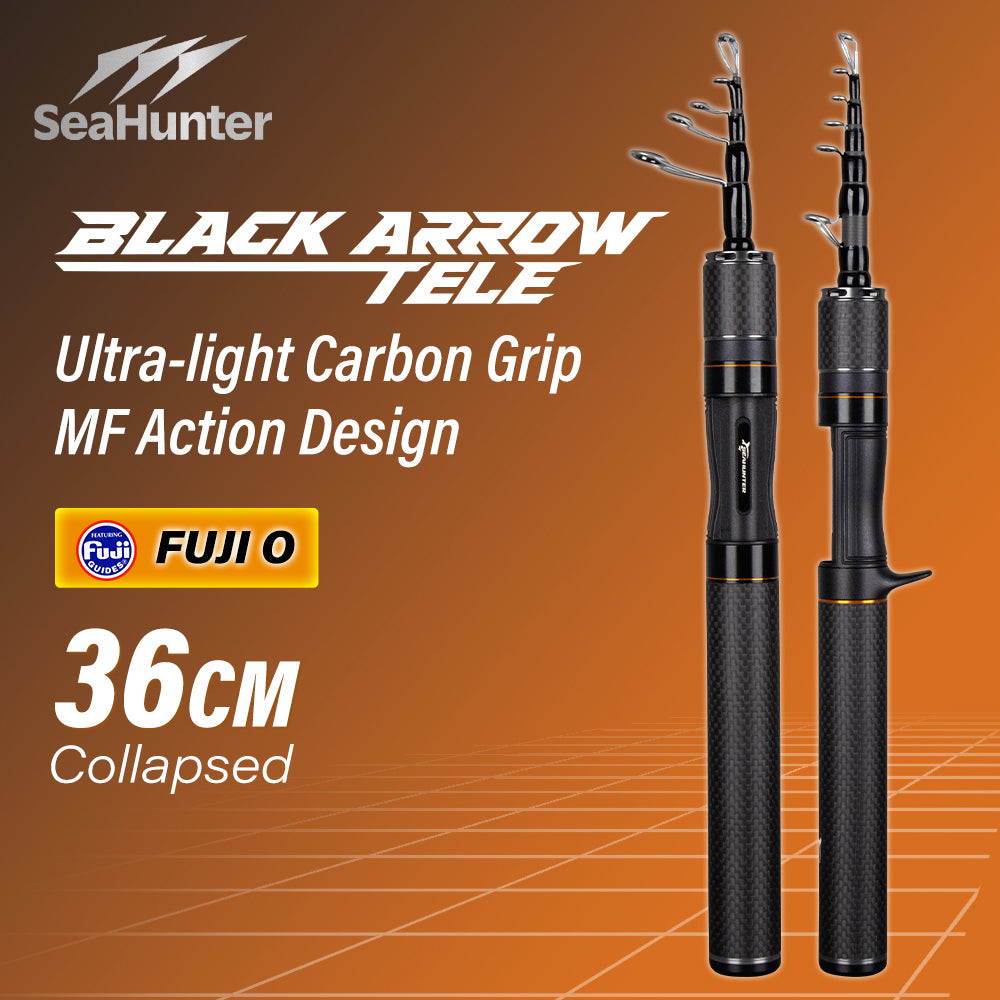 SeaHunter Black Arrow Telescopic Rod FUJI Guides 30T Carbon Ultralight Portable 1PC