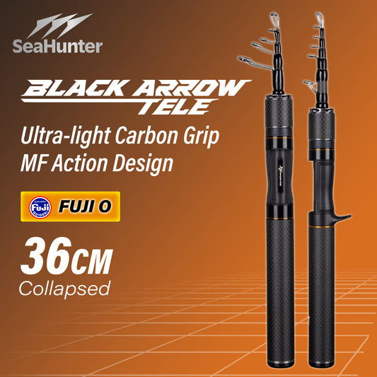 SeaHunter Black Arrow Telescopic Rod FUJI Guides 30T Carbon Ultralight Portable 1PC