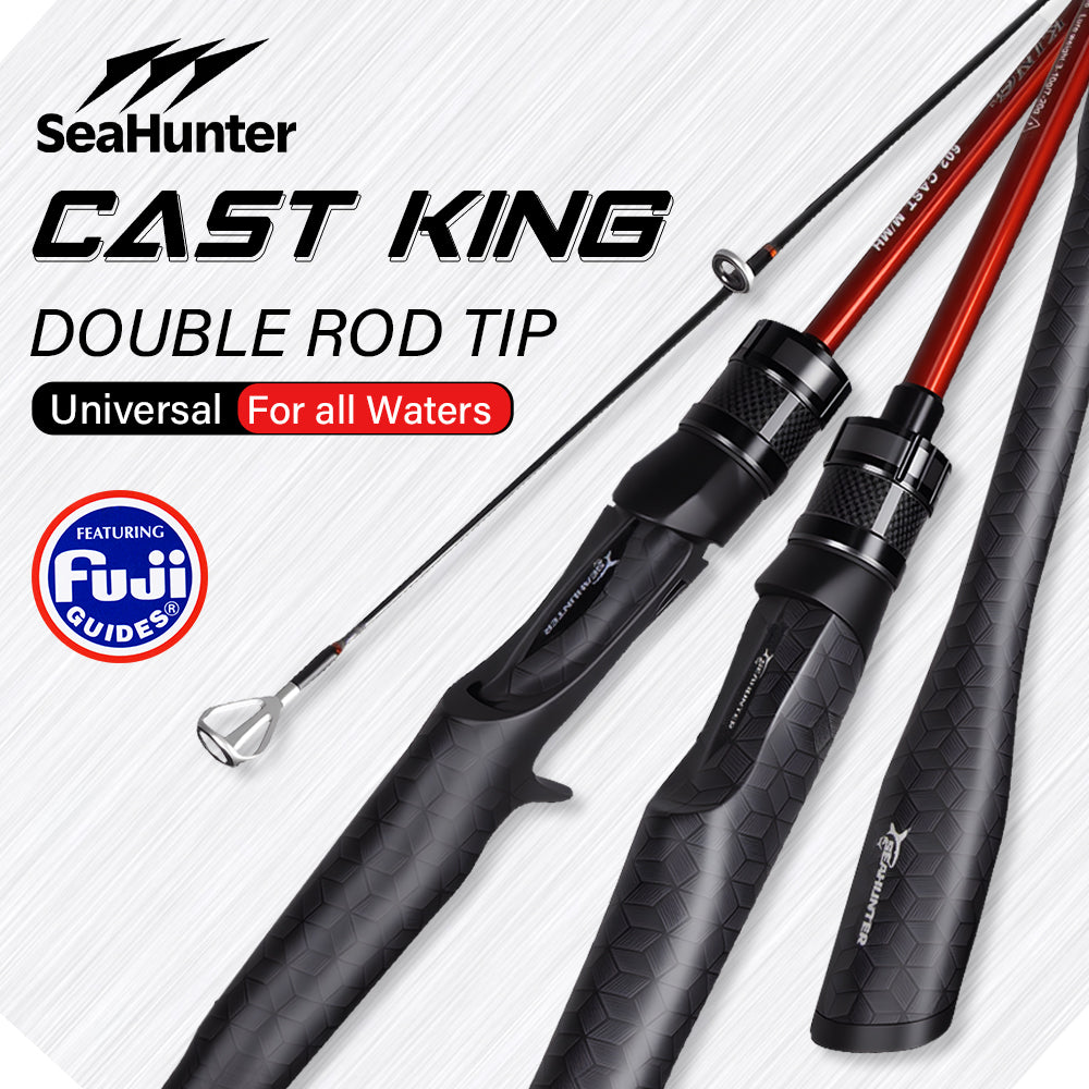 SeaHunter CAST KING Double Tip Carbon Fishing Rod Fuji Guides Casting Spinning Pole