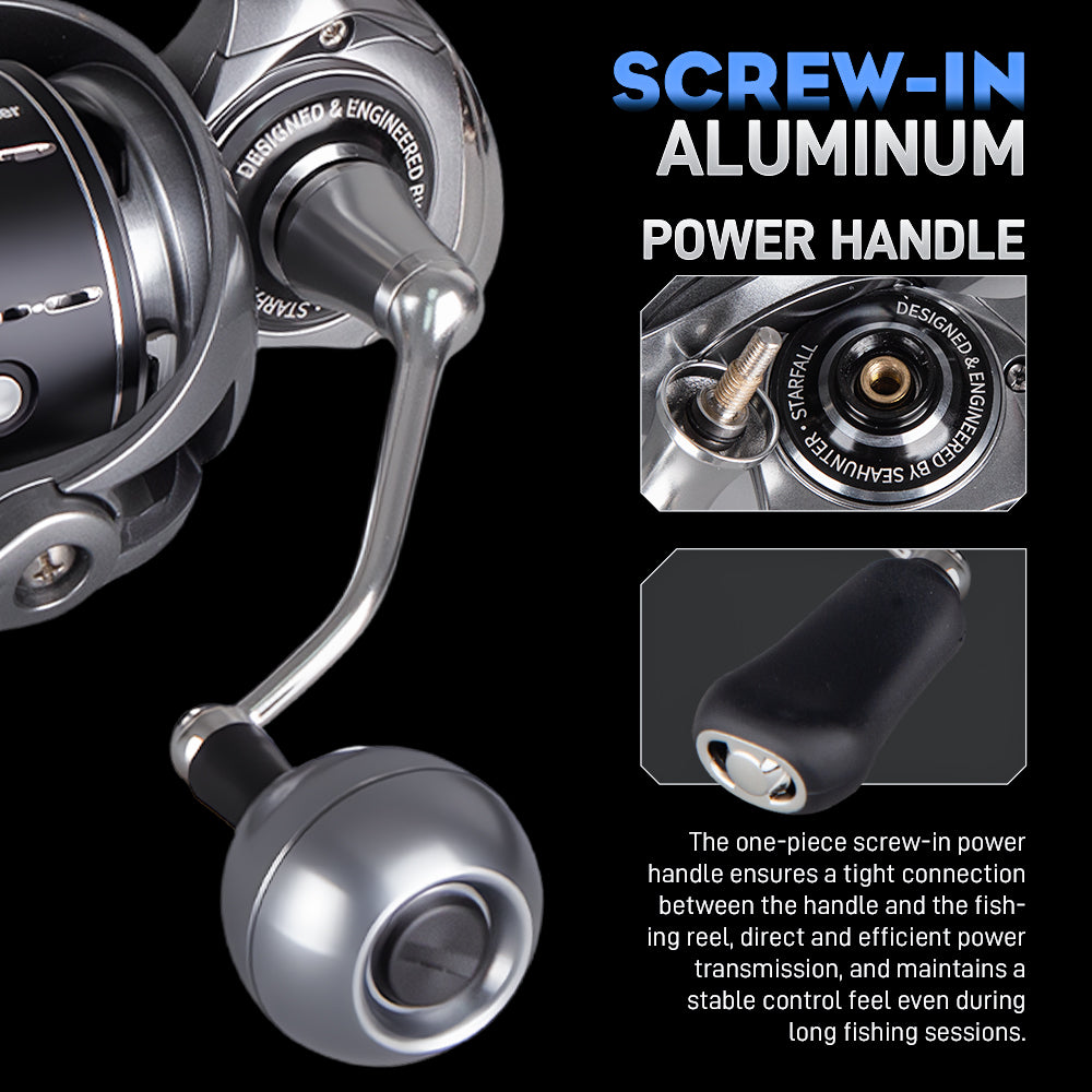 SeaHunter Starfall 20kg Max Drag Power Handle Spinning Reel CNC Spool Saltwater Freshwater Fishing Reel 1PC