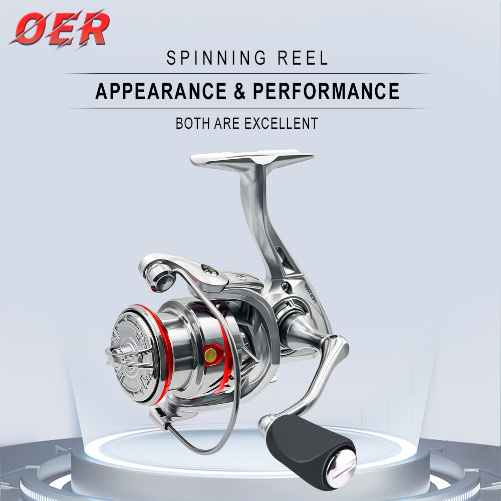 SeaHunter OER Power Handle Spinning Reel 12kg Max Drag Aluminum Shallow Spool Fishing Reel 1PC