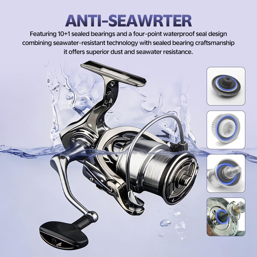 SeaHunter Exist Max Power Handle Spinning Reel 18kg Drag All Metal Saltwater Reel 1PC
