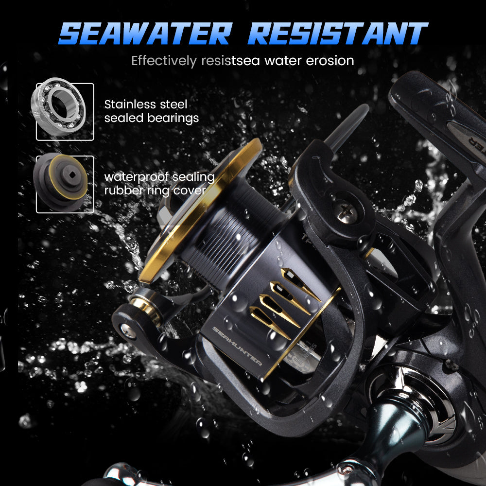 SeaHunter Turbo Pro Spinning Reel 15kg Max Drag Power Handle CNC Spool Saltwater Freshwater Fishing Reel 1PC