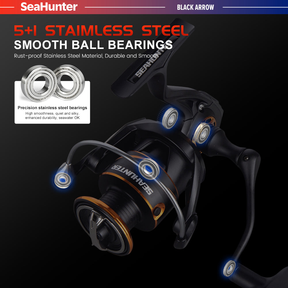 SeaHunter Black Arrow Power Handle Spinning Reel 13KG Drag Lightweight Professional 1PC