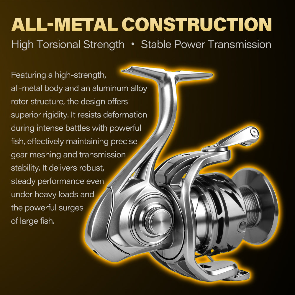 SeaHunter Orion SW Heavy-Duty Saltwater Spinning Reel All-Metal Body CNC Precision Brass Gear 30KG Max Drag 7+1 Double-Sealed Stainless Steel Bearings